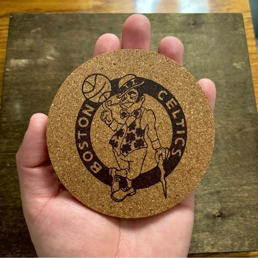Boston Celtics Logo Laser Engraved Cork Coaster